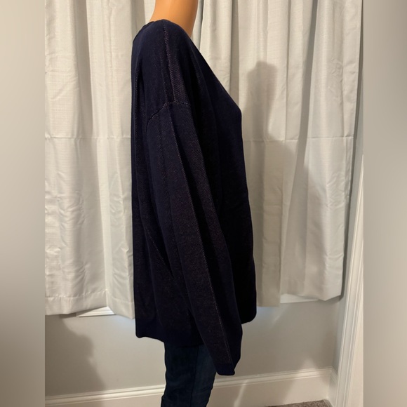 Cute Jones New York size XL navy blue Yorkshire Terrier v-neck sweater - Picture 5 of 6